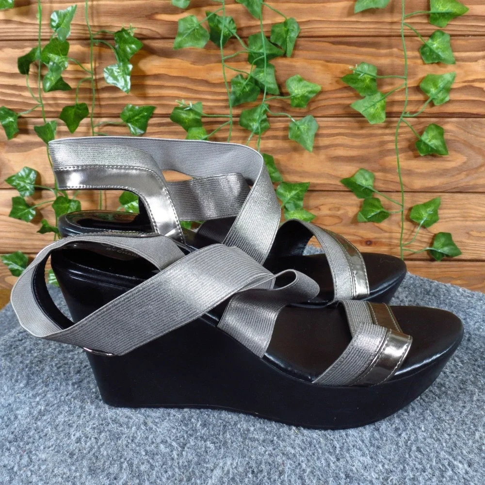 Charles by Charles David Feature Women Platform Sandal 9 Party‎ Silver Metallic